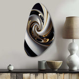 Gold Black And White Stained Glass III - Asymmetric Metal Wall Art