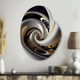 Gold Black And White Stained Glass III - Asymmetric Metal Wall Art