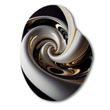 Gold Black And White Stained Glass III - Asymmetric Metal Wall Art