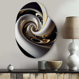 Gold Black And White Stained Glass III - Asymmetric Metal Wall Art