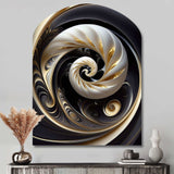 Gold Black And White Stained Glass V - Asymmetric Metal Wall Art