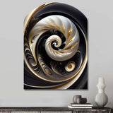 Gold Black And White Stained Glass V - Asymmetric Metal Wall Art