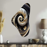 Gold Black And White Stained Glass V - Asymmetric Metal Wall Art