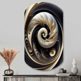 Gold Black And White Stained Glass V - Asymmetric Metal Wall Art