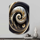 Gold Black And White Stained Glass V - Asymmetric Metal Wall Art