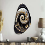 Gold Black And White Stained Glass V - Asymmetric Metal Wall Art