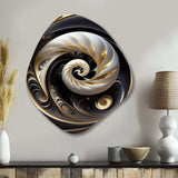 Gold Black And White Stained Glass V - Asymmetric Metal Wall Art