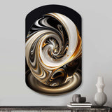 Gold And Black Stained Glass Spiral II - Asymmetric Metal Wall Art