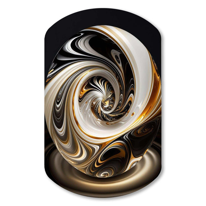 Gold And Black Stained Glass Spiral II - Asymmetric Metal Wall Art