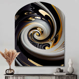 Gold And Black Stained Glass Spiral III - Asymmetric Metal Wall Art