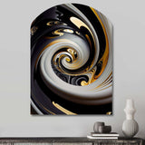 Gold And Black Stained Glass Spiral III - Asymmetric Metal Wall Art