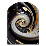 Gold And Black Stained Glass Spiral III - Asymmetric Metal Wall Art