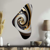 Gold And Black Stained Glass Spiral III - Asymmetric Metal Wall Art