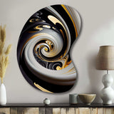 Gold And Black Stained Glass Spiral III - Asymmetric Metal Wall Art