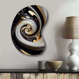 Gold And Black Stained Glass Spiral III - Asymmetric Metal Wall Art