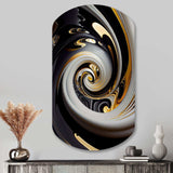 Gold And Black Stained Glass Spiral III - Asymmetric Metal Wall Art