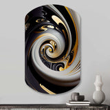 Gold And Black Stained Glass Spiral III - Asymmetric Metal Wall Art