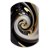 Gold And Black Stained Glass Spiral III - Asymmetric Metal Wall Art