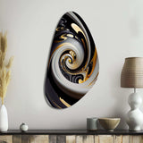 Gold And Black Stained Glass Spiral III - Asymmetric Metal Wall Art