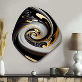 Gold And Black Stained Glass Spiral III - Asymmetric Metal Wall Art