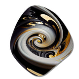 Gold And Black Stained Glass Spiral III - Asymmetric Metal Wall Art