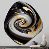 Gold And Black Stained Glass Spiral III - Asymmetric Metal Wall Art