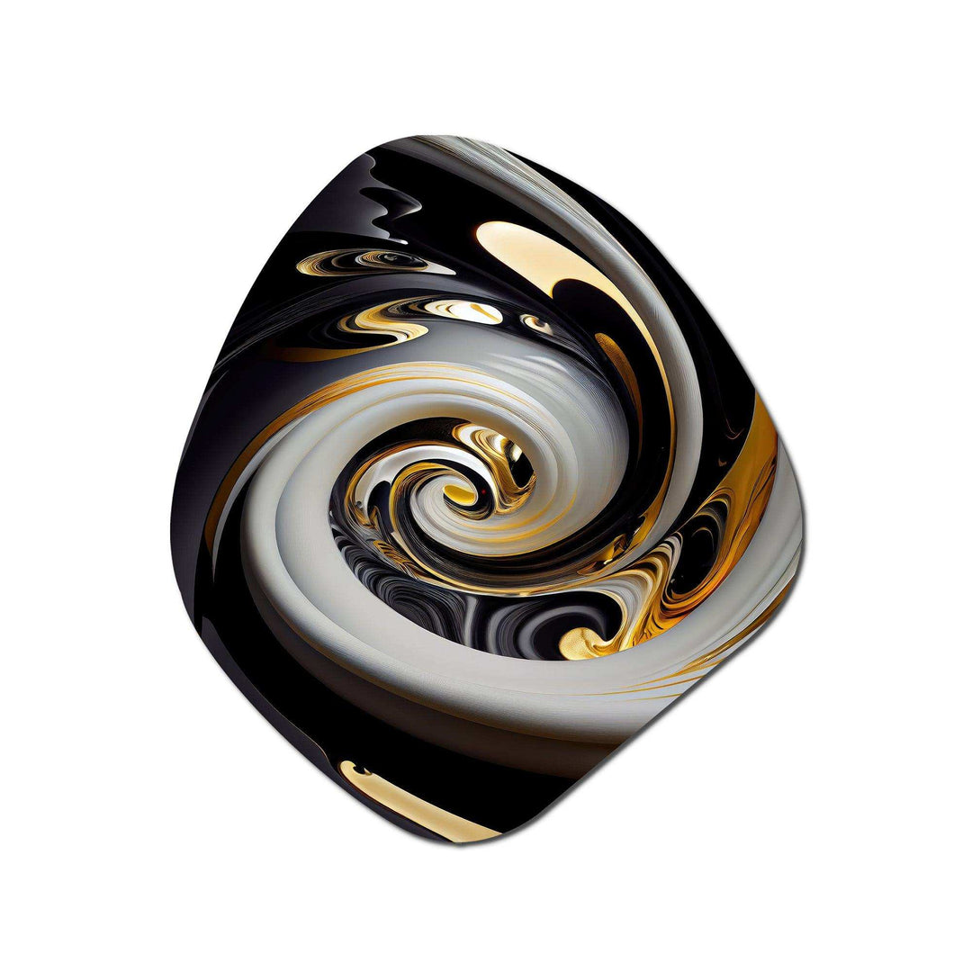 Gold And Black Stained Glass Spiral III - Asymmetric Metal Wall Art