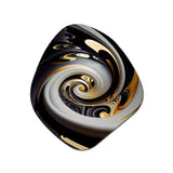 Gold And Black Stained Glass Spiral III - Asymmetric Metal Wall Art