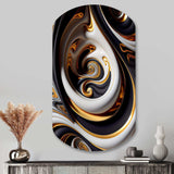 Gold And Black Stained Glass Spiral IV - Asymmetric Metal Wall Art