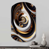 Gold And Black Stained Glass Spiral IV - Asymmetric Metal Wall Art