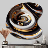 Gold And Black Stained Glass Spiral IV - Asymmetric Metal Wall Art