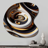 Gold And Black Stained Glass Spiral IV - Asymmetric Metal Wall Art