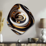 Gold And Black Stained Glass Spiral IV - Asymmetric Metal Wall Art