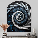 Blue And White Stained Liquid Glass II - Asymmetric Metal Wall Art