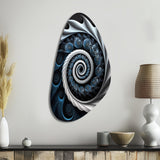 Blue And White Stained Liquid Glass II - Asymmetric Metal Wall Art