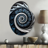 Blue And White Stained Liquid Glass II - Asymmetric Metal Wall Art