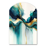 Teal And Gold Abstract Expression I - Asymmetric Metal Wall Art