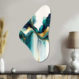 Teal And Gold Abstract Expression I - Asymmetric Metal Wall Art