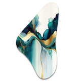 Teal And Gold Abstract Expression I - Asymmetric Metal Wall Art