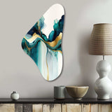 Teal And Gold Abstract Expression I - Asymmetric Metal Wall Art