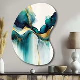 Teal And Gold Abstract Expression I - Asymmetric Metal Wall Art