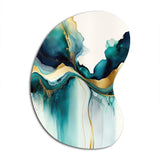 Teal And Gold Abstract Expression I - Asymmetric Metal Wall Art