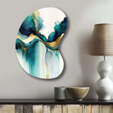 Teal And Gold Abstract Expression I - Asymmetric Metal Wall Art