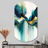 Teal And Gold Abstract Expression I - Asymmetric Metal Wall Art