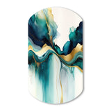 Teal And Gold Abstract Expression I - Asymmetric Metal Wall Art