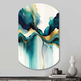 Teal And Gold Abstract Expression I - Asymmetric Metal Wall Art