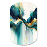 Teal And Gold Abstract Expression I - Asymmetric Metal Wall Art