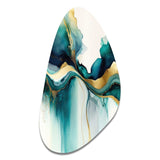 Teal And Gold Abstract Expression I - Asymmetric Metal Wall Art