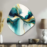 Teal And Gold Abstract Expression I - Asymmetric Metal Wall Art