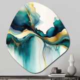 Teal And Gold Abstract Expression I - Asymmetric Metal Wall Art